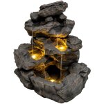 Fontaine de jardin cascade lectrique extrieure polyresine gris 3 lumires led blanc chaud pompe  brancher ...