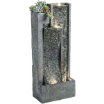 Fontaine de jardin ext�rieure - outsunny - cascade 3 niveaux, jardini�re et mur d'eau moderne - lumineuse ...