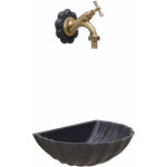 Fonderia bongiovanni - fontaine murale conchiglia en fonte grise avec robinet en laiton pour la maison ...