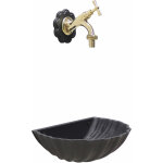 Fonderia bongiovanni - fontaine murale conchiglia en fonte grise avec robinet en laiton pour la maison ...