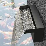 Fontaine de piscine noire avec d�versoir et cascade, kit de fontaines cascades, fontaine cascade en acier ...