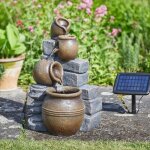 Fontaine solaire cascade pots autonome avec batterie Fontaine solaire cascade pots autonome avec batterie