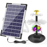 Fontaine solaire de secours  piles avec lumire led  3 niveaux pour bain d'oiseaux, pompe  eau, jardin, ...