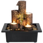Fontaine de table colonne � �tages avec 3 bougeoirs, mini cascade pour espaces int�rieurs, fontaine d'eau ...
