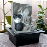 Fontaine de table avec pompe fontaine avec éclairage led bouddha fontaine d'intérieur design gris salon ... Fontaine de table avec pompe fontaine avec éclairage led bouddha fontaine d'intérieur design gris salon ...
