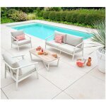 Salon de jardin en aluminium - 5 places - fontana blanc
