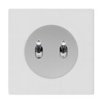 Double bouton poussoir alu - manette chrome dom + plaque simple blanc fontini