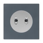 Double bouton poussoir alu - manette chrome dom + plaque simple blue grey fontini
