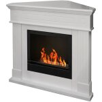 Frankystar - ford - chemin�e bio�thanol angulaire de sol 110x63xh102 cm, couleur blanc