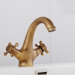 Forehill - robinet lavabo vintage mlangeur lavabo en laiton mitigeur de bain avec 2 poignes bronze