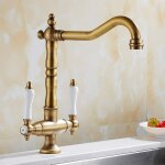 Forehill - robinet mitigeur cuisine vintage robinet de lavabo r�tro 2 poign�es r�glable chaude et froide ...