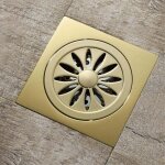 Forehill - siphon de sol de salle de bain en cuivre dor� carr� rond 10, 2 cm