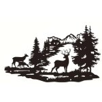 Forest deer scene mur art metal mountain hanging mur mur sculpture indian deco pour salon metal mountain ...