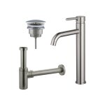 Fortifura calvi kit mitigeur lavabo - robinet rehauss� - bonde nonobturable - siphon design - pvd inox ...