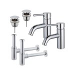 Fortifura - calvi kit robinet lavabo - pour double vasque - robinet bas - bonde clic clac - siphon design ...