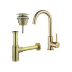 Fortifura calvi kit robinet lavabo - robinet haut - bec rotatif - bonde clic clac - siphon design - laiton ...