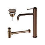 Fortifura calvi slim ensemble de robinet lavabo - rehauss� - bonde non - obturable - siphon bas design ...