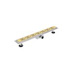 Fortifura - galeria caniveau de douche 90cm avec caillebotis et bride de sol laiton bross