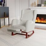 Fauteuil  bascule avec repose - pieds extractible, rocking chair en contin - lin, avec poches latrales, ...