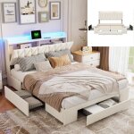 Fortuna lai - lit adulte 160x200 cm avec 3 tiroirs - velours, t�te de lit avec deux prises usb type - ...