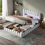 Fortuna lai ? lit coffre 180x200 avec sommier � lattes ? rangement xxl avec v�rins ? t�te de lit avec ...