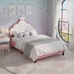 Fortuna lai - lit fille 90 x 200 cm avec sommier en bois massif, lit princesse, t�te de lit couronne, ...