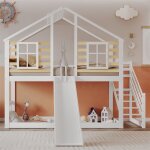 Fortuna lai - lit superpos 90x200cm pour 2 enfant - lit cabane en bois avec escalier et barrire, toboggan ...