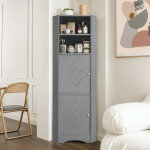 Meuble de salle de bain sur pied, armoire d'angle avec 2 compartiments de rangement, avec tagre rglable, ...