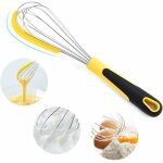 Fouet acier inoxydable avec silicone poign�e & racloir, fouet oeuf whipping manuel cuisine inox professionnel, ...