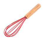 Fouet en silicone avec manche en bois pour p�te � cr�pes, ?ufs, blancs d??ufs, g�teaux, m�langes, sauces ...
