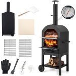 Four � pizza ext�rieur 162cm, four � pizza � bois ou � pellet, cuisson facile avec thermom�tre, pierre ...