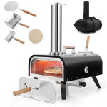 Four a pizza exterieur en acier inoxydable avec pierre et thermometre