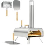 Four � pizza ext�rieur � bois en acier inoxydable, avec pierre � pizza de 1 cm d'�paisseur, pied pliable, ...