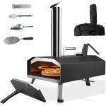 Four a pizzas ext�rieurs � bois: kitchenboss aciers inoxydables portable grille pizza avec pierre tournante ...