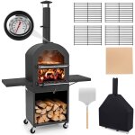 Four  pizza extrieur sur roulettes, four  bois portable avec housse de protection avec pierre  pizza ...