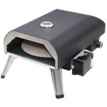 Four � pizza gaz 12 pouces avec pierre rotative automatique, 4. 4kw, thermom�tre, pieds pliables, pelle ...