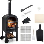 Four � pizza mobile 162cm en fer avec thermom�tre et chemin�e fours � pizza avec 2 roues et housse imperm�able ...