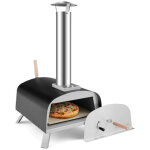 Four � pizza portable d'ext�rieur au feu de bois pour jardin, argent et noir