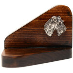 Fox terrier � poil dur - bougeoir en bois avec chien, photophore, m�morial pour chien par art - dog