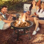 Foyer ext�rieur en acier de 55 cm avec pare - �tincelles, grille en bois et tisonnier pour une utilisation ...