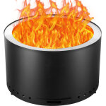 Foyer sans fumee vevor, h : 18 po x dia : 28 po, foyer au bois avec cendrier amovible, interieur en acier ...