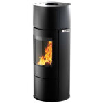 Fr9016790b - po�le � bois - fiore - vision verticale - acier - noir - avec 6 supra - fiore