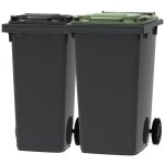 Ese - france lot de 2 conteneurs poubelles  dchets 2 roues - 120l & 240l - 100% recycl - gris avec ...