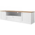 Bestmobilier - francesco - meuble tv - effet bois et blanc - 182 cm