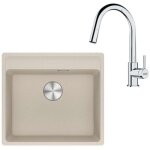 Franke colonnes - set de cuisine g254sa, vier en fragranit mrg 610 - 52 + robinet fs 3229. 031, sahara ...