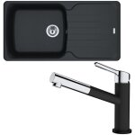 Franke - pack full black vier xl antea fragranit 970 x 460 x 210 mm + mitigeur noir orbit douchette