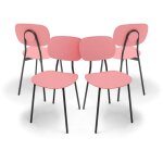 Frankystar - fabriano - lot de 4 chaises design en mtal et pp, style moderne, couleur lgante rose