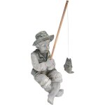 Fr�d�ric le petit p�cheur d'avignon statue de p�cheur pour jardin, 38 cm, polyr�sine, deux tons pierre ...