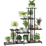 Porte plante fer forg tagre plante avec 8 tablettes support pot de fleurs noir, convient pour maison ...
