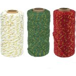 Frgasgds ficelle de nol, 3 rouleaux 100 m ficelle de nol ficelle de coton artisanat fil durable pour ...